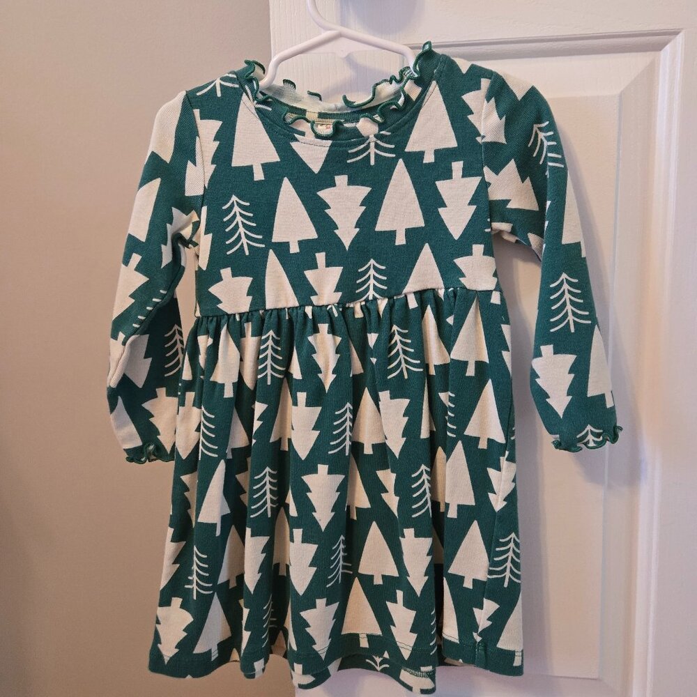 Girls Hanna Andersson Size 3T Green and white tree dress